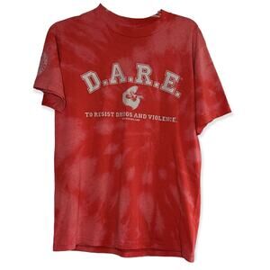 VTG D.A.R.E. To Resist Drugs Custom Bleach Tie Dye HPD Lion Tee Shirt Mens M